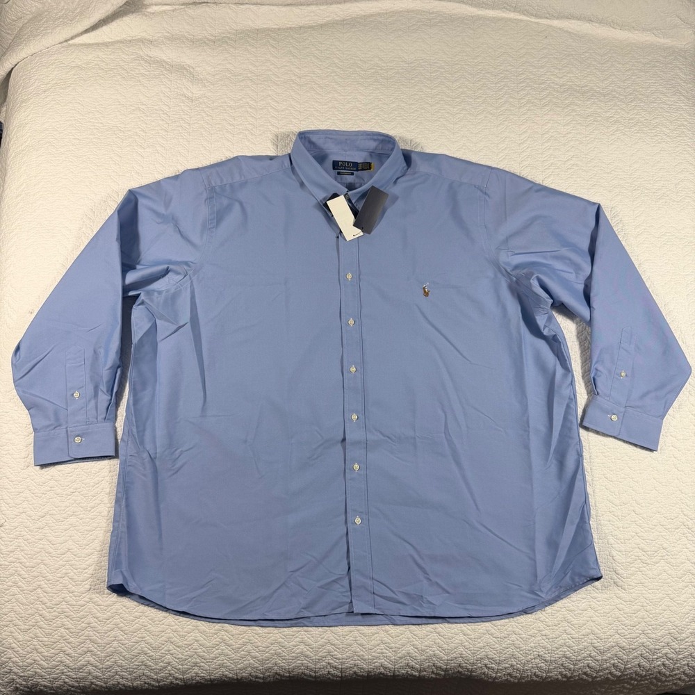 NWT Polo Ralph Lauren Men Performance Button Up Shirt Blue 4XB Wicking Coolmax - Picture 3 of 10